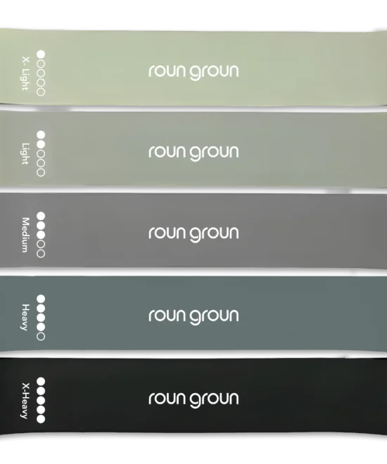 ROUN GROUN Original Natural Latex Resistance Bands Set of 5 | 5 Levels of Resistance | Colour coded exercise bands, Thera bands, Strength training and Rehabilitation